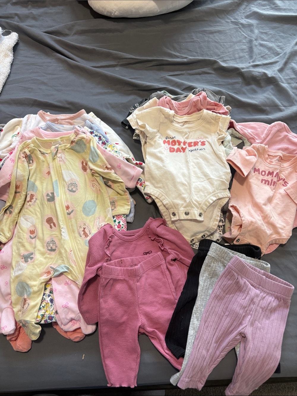 Baby carters One-Piece and Pants Set - Pink, Cream, Yellow Mix